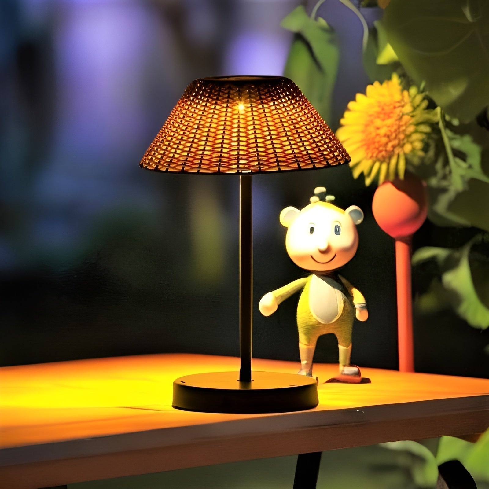 Maliben | Elegant Gardenwoven Solar Table Lamp - Weather Resistant & Energy Efficient