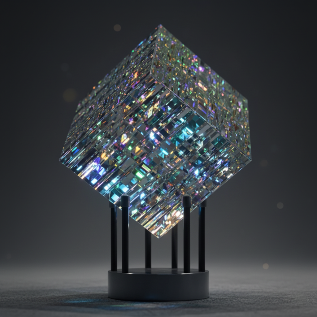 Maliben | Chromatic Cube Crystal Rainbow Refraction Art | Modern Desk Decor & Centerpiece