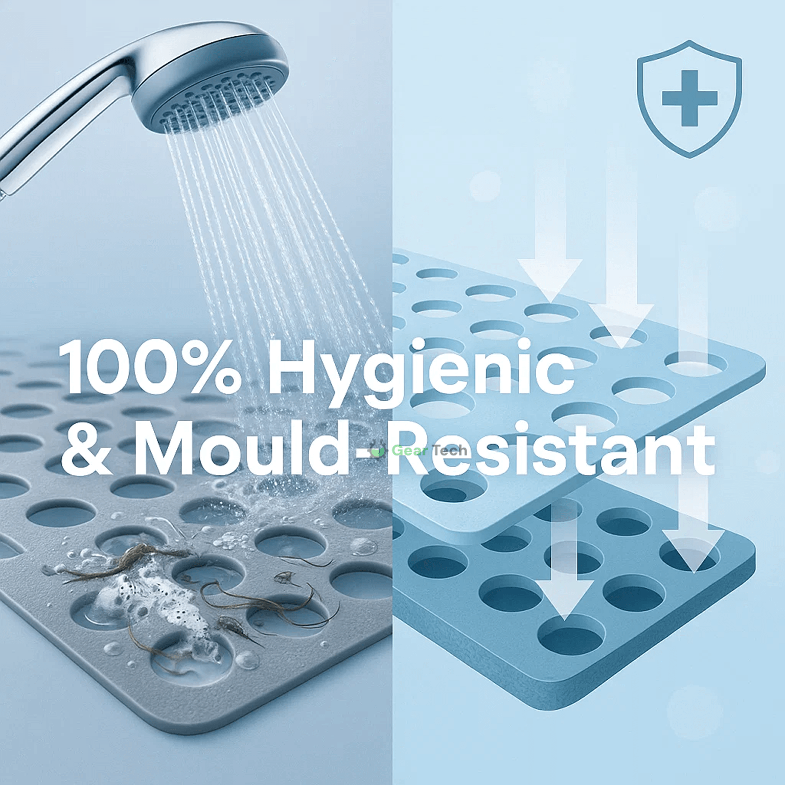 Maliben | Antislip Shower Mat | Hygienic, Mold Resistant & ComFortable for Safe Bathroom Use