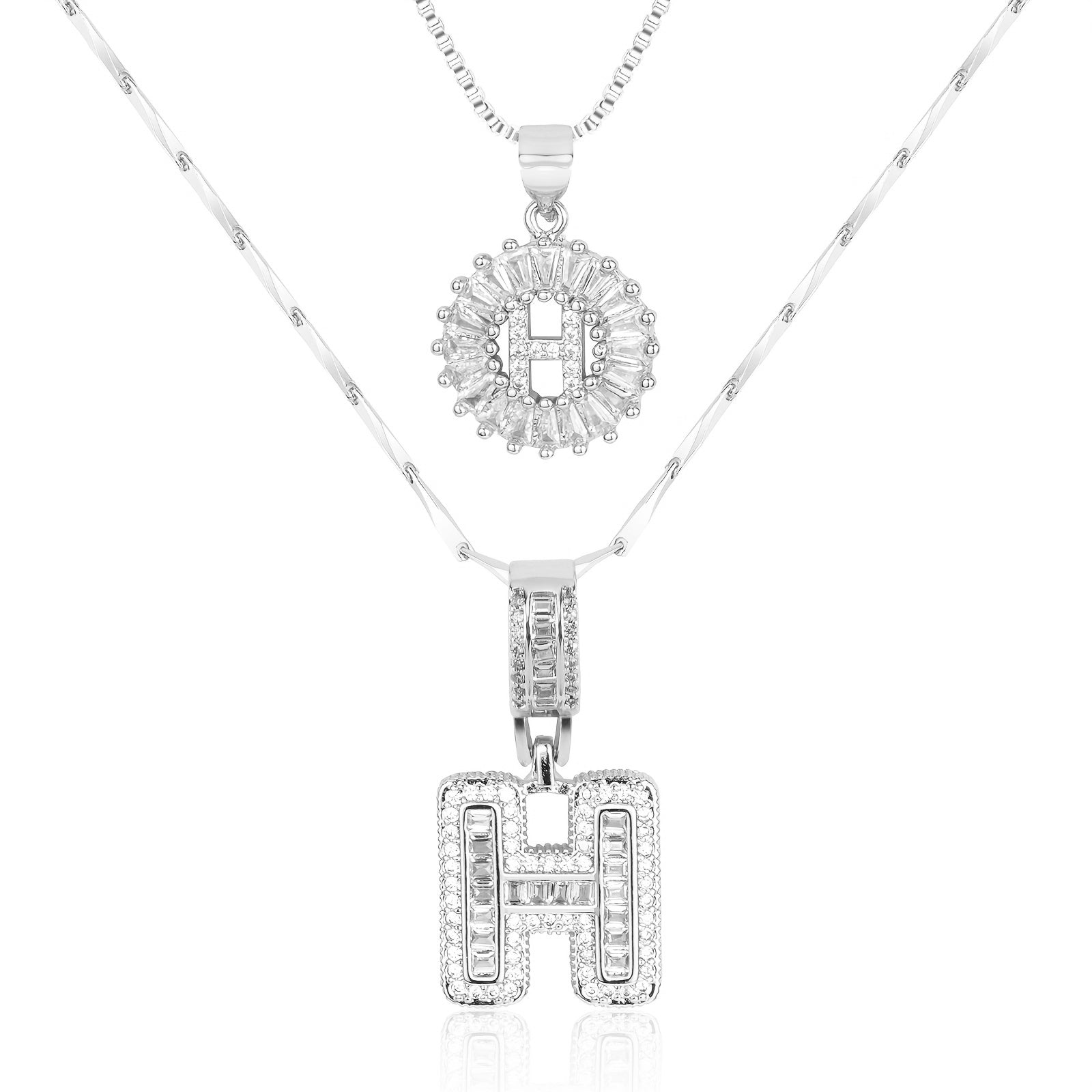 Maliben | 2pc 14k Diamond Letter Initial Necklaces