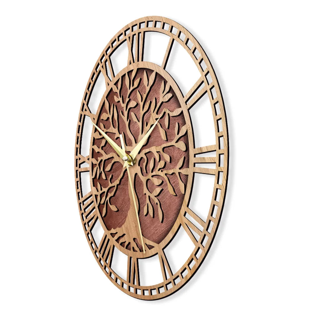 Maliben | WoodArt | Rustic wall clock made of wood in vintage style