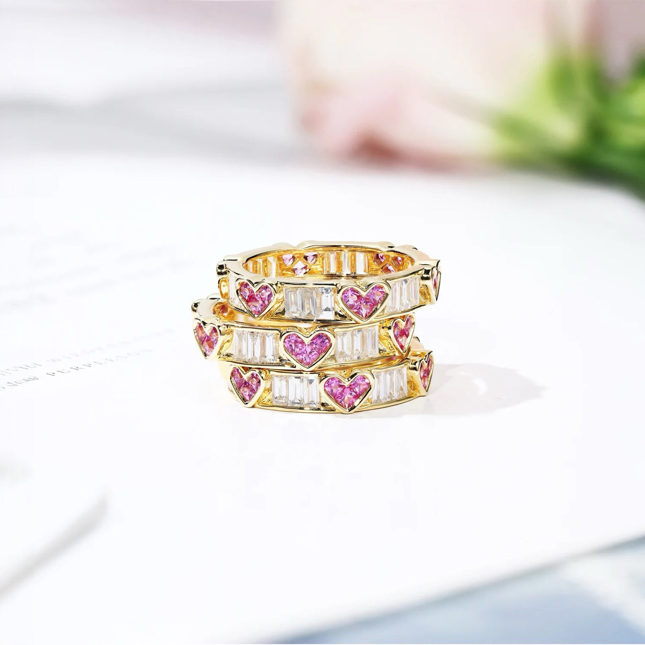 Maliben | Classy Heart Wrap Baguette Diamond Ring