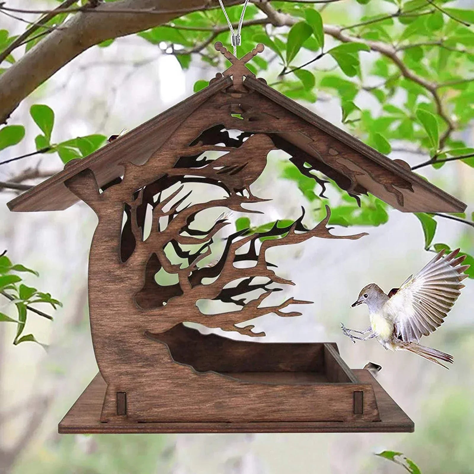 Maliben | Rustic Treehouse Wooden Bird Feeder