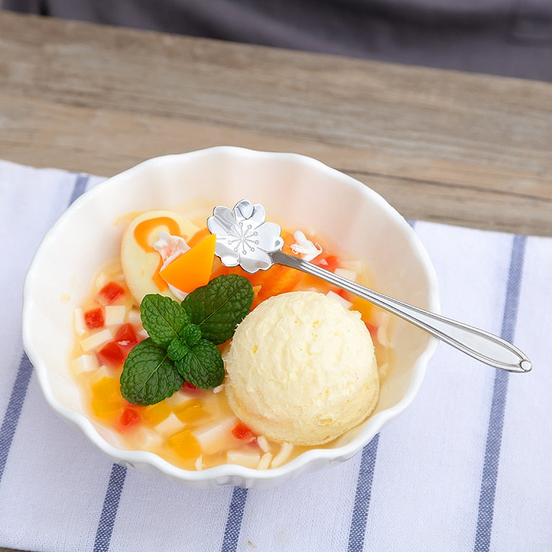 Maliben | 8-piece stainless steel teaspoon set with flower design