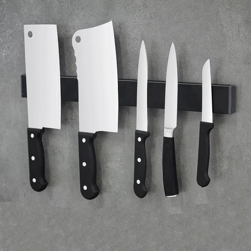 Maliben | Magnetic Knife Holder – Wall-Mounted Black Steel Rack