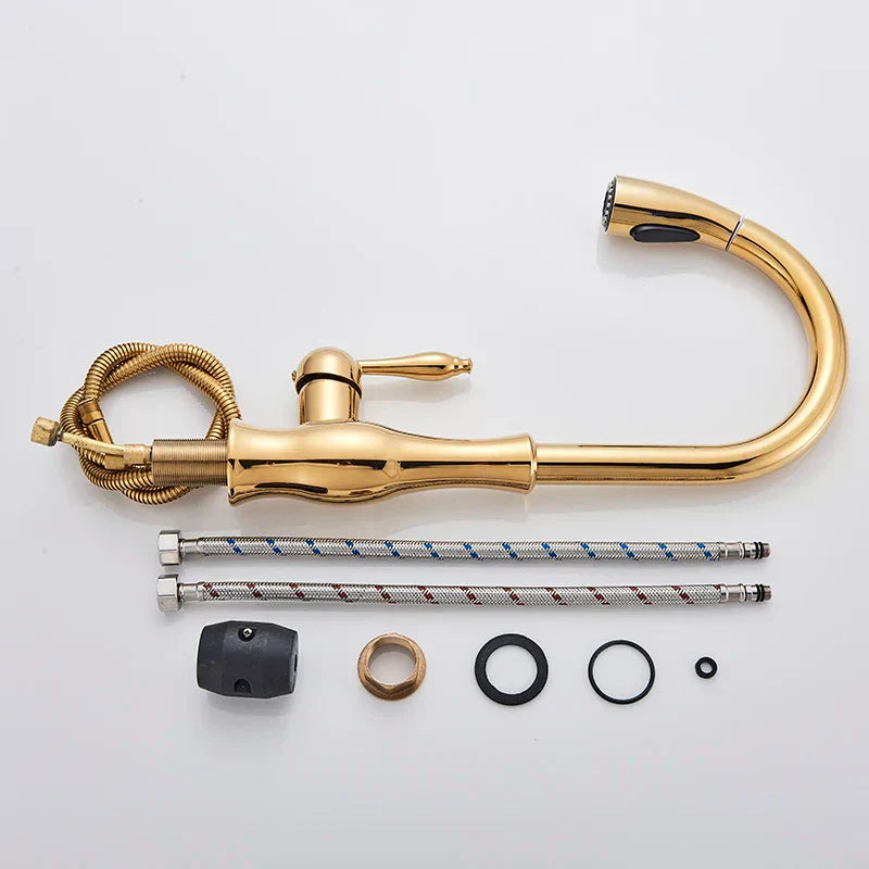Maliben | Glamfaucet Kitchen Faucet - Luxury Golden Kitchen Mixer Faucet