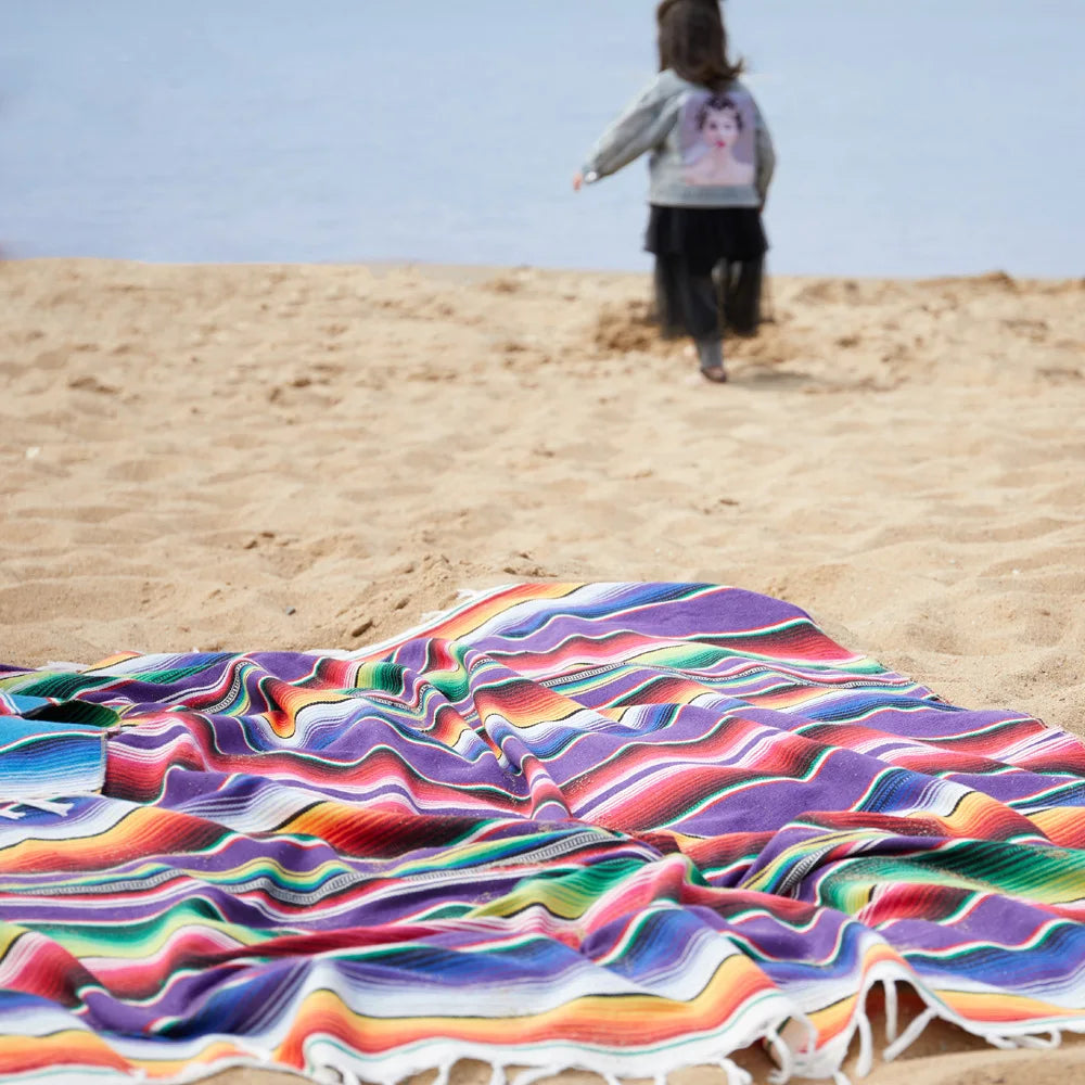Maliben Boho Vibrant Mexican Serape Blanket