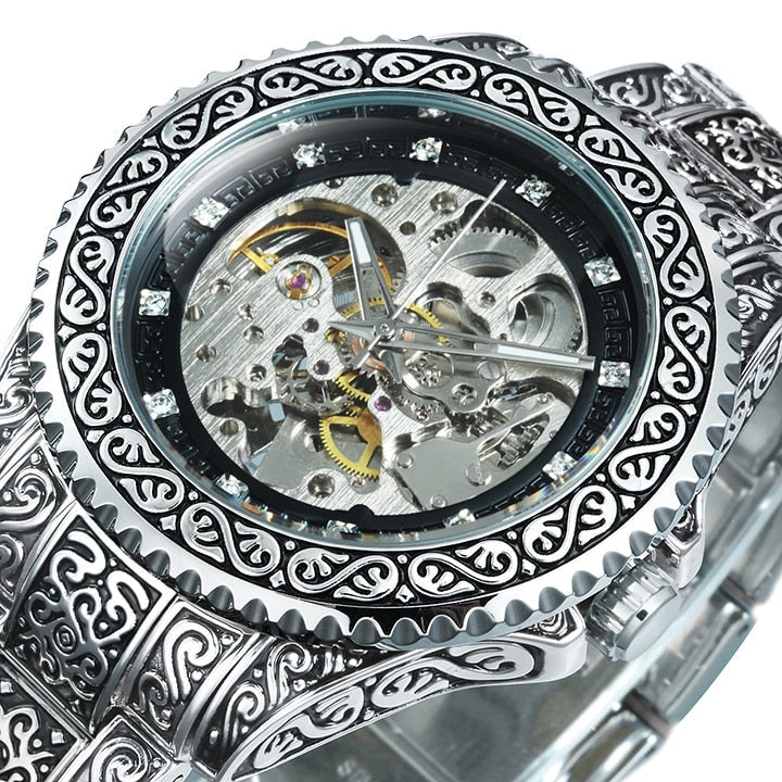 Maliben | Retro Lux Hand-Engraved Automatic Mechanic Watch