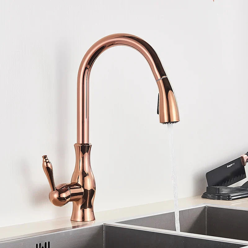 Maliben | Glamfaucet Kitchen Faucet - Luxury Golden Kitchen Mixer Faucet