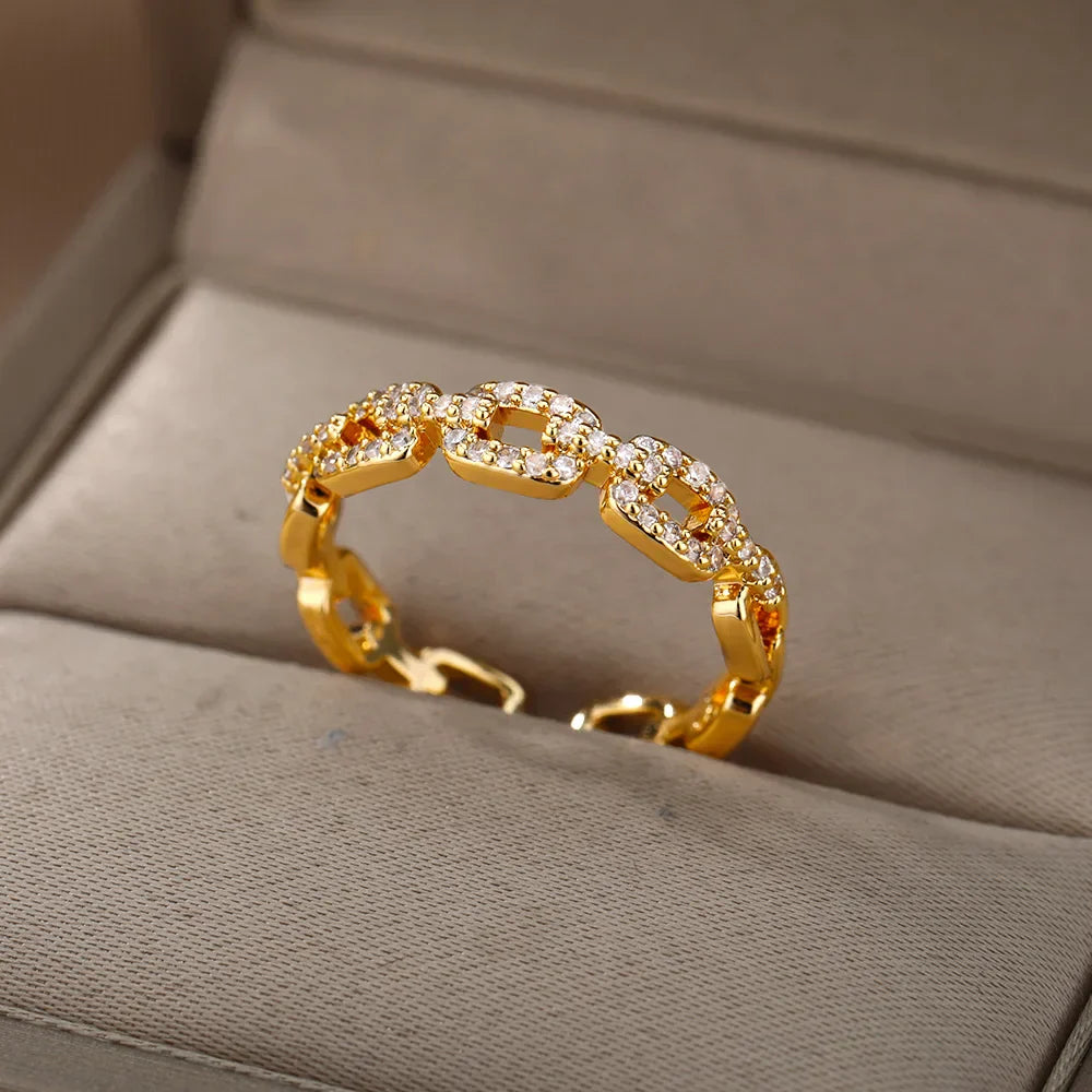 Maliben | Adjustable Diamond Chain Link Ring