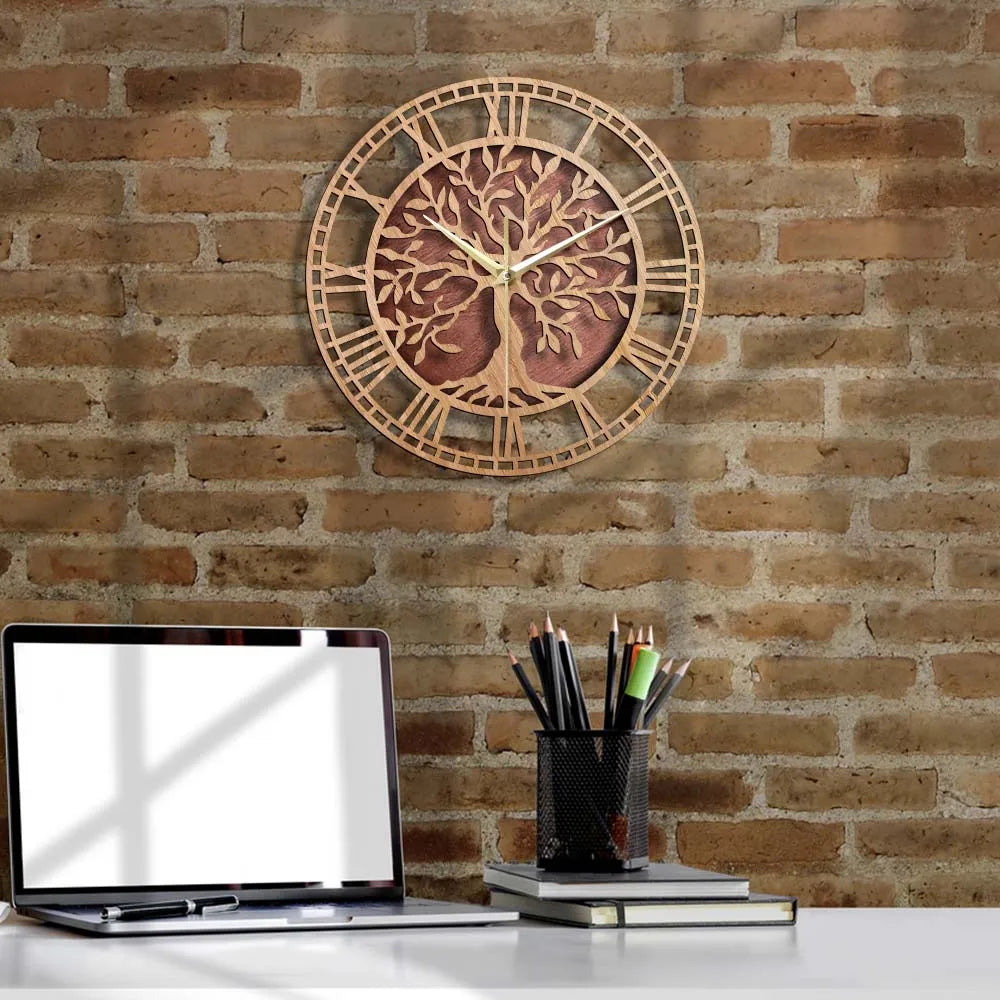 Maliben | WoodArt | Rustic wall clock made of wood in vintage style