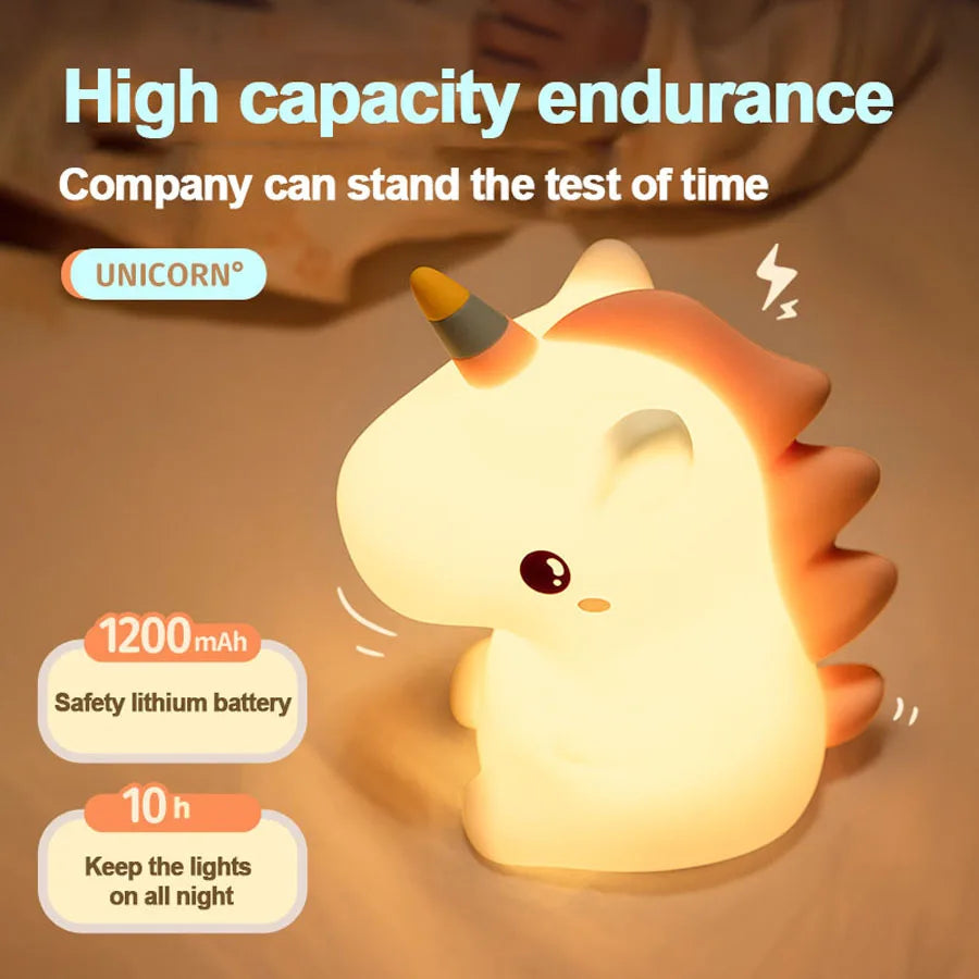 Maliben | Dreamicorn Led Night Light Unicorn | Soft Silicone & Usb Rechargeable | Touch Control & 2 Brightness Levels | Nursery & Gift Idea