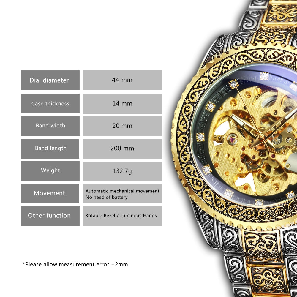 Maliben | Retro Lux Hand-Engraved Automatic Mechanic Watch