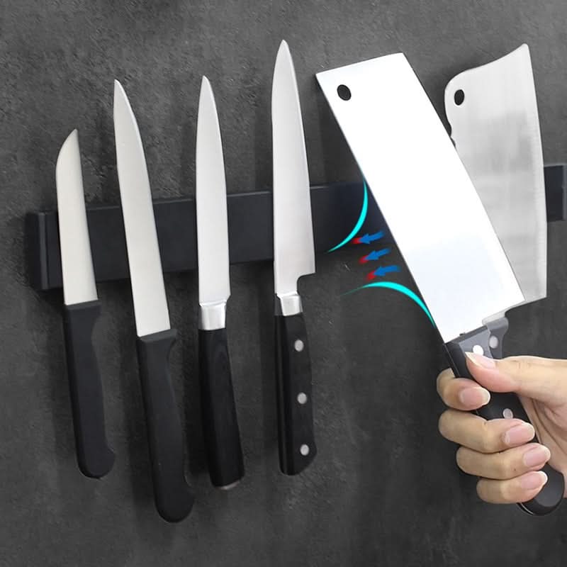 Maliben | Magnetic Knife Holder – Wall-Mounted Black Steel Rack
