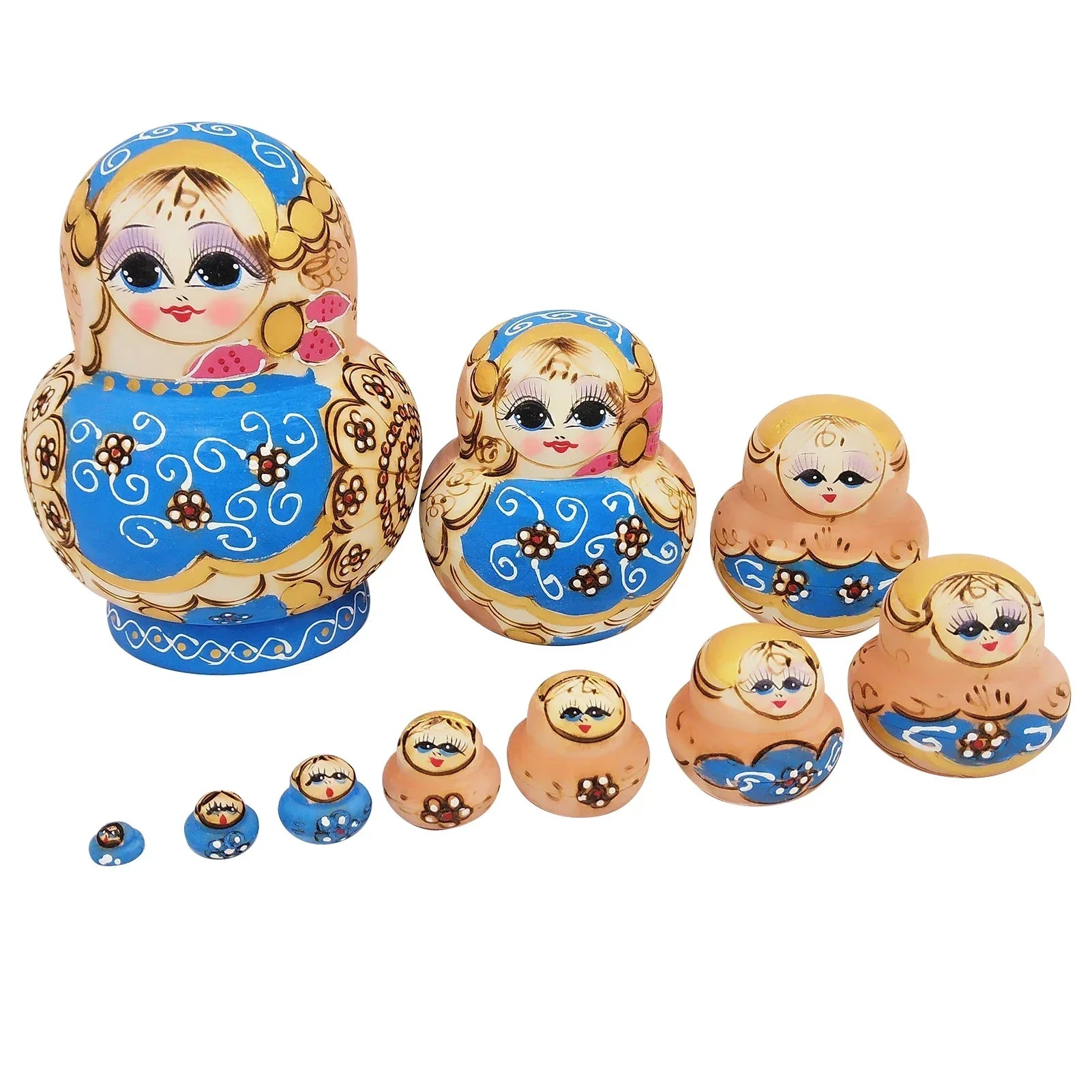 Maliben | 10 Pieces/Set Wooden Russian Matryoshka Dolls
