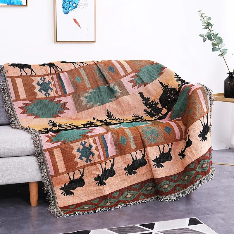 Maliben | Vintage Pumpkin Sofa Cover Blanket