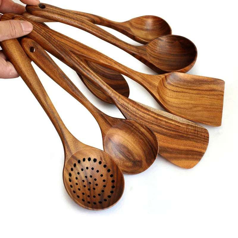 Maliben | NordTeak 7-Piece Kitchen Helper Set – Premium teak Wood Tools For Stylish And Versatile Cooking