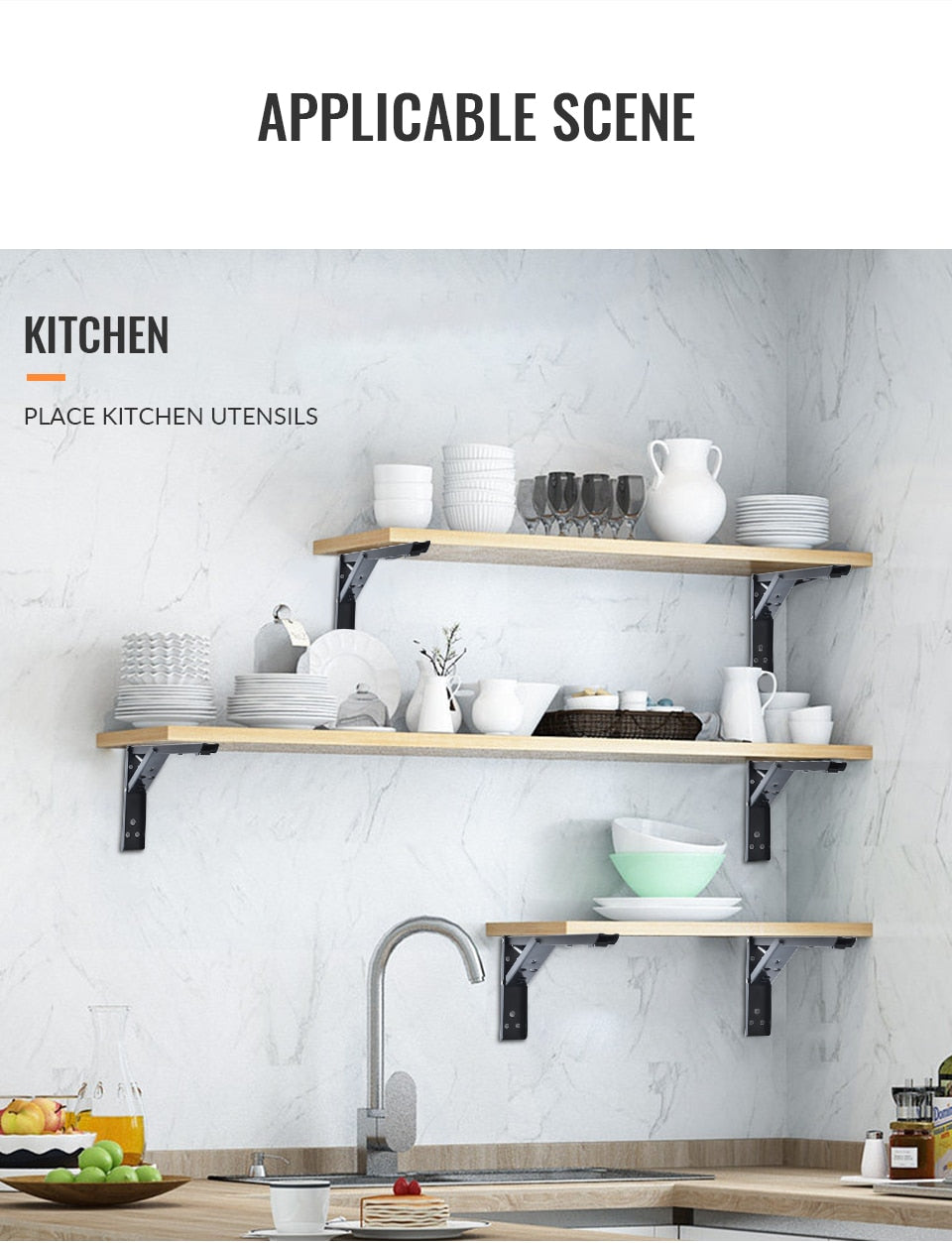 Maliben | Wall-Mounted Foldable Shelf Organizer Bracket
