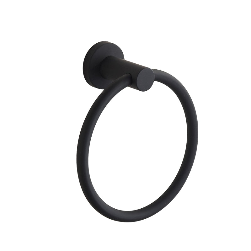 Maliben | Towel RIng Made Of 304 Stainless Steel in Chrome, Round Simple Design, Black, European Bathroom Accessories, Rustproof