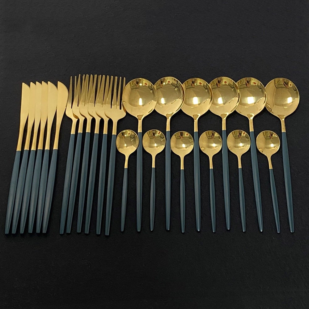 MAliben | Royalglimmer Gold Cutlery Set - Gold Cutlery Set For a Luxurious Table Decoration