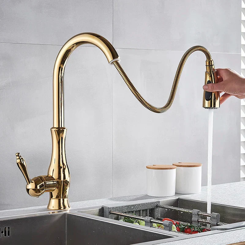 Maliben | Glamfaucet Kitchen Faucet - Luxury Golden Kitchen Mixer Faucet