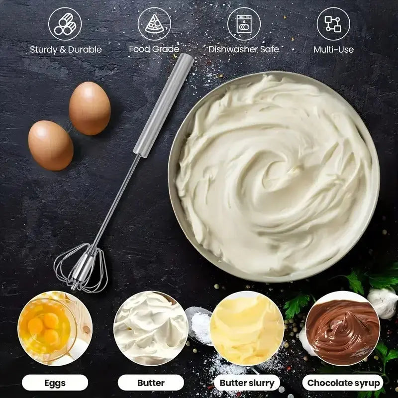 Maliben | Semi-Automatic Stainless Steel Whisk – Fast, Robust & Without Electricity