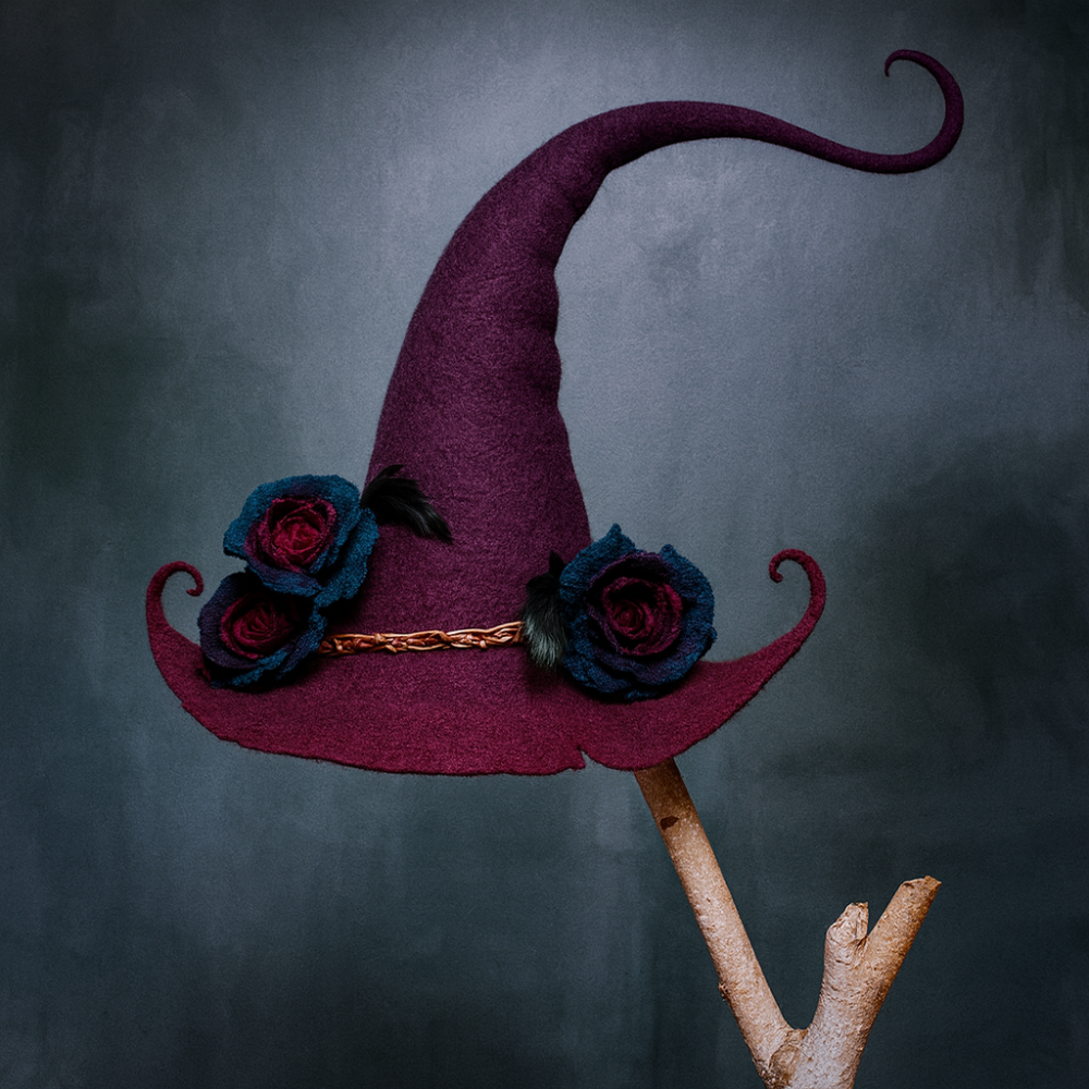 Maliben Handmade Felt Witch Hat — Merino Wool Halloween Costume