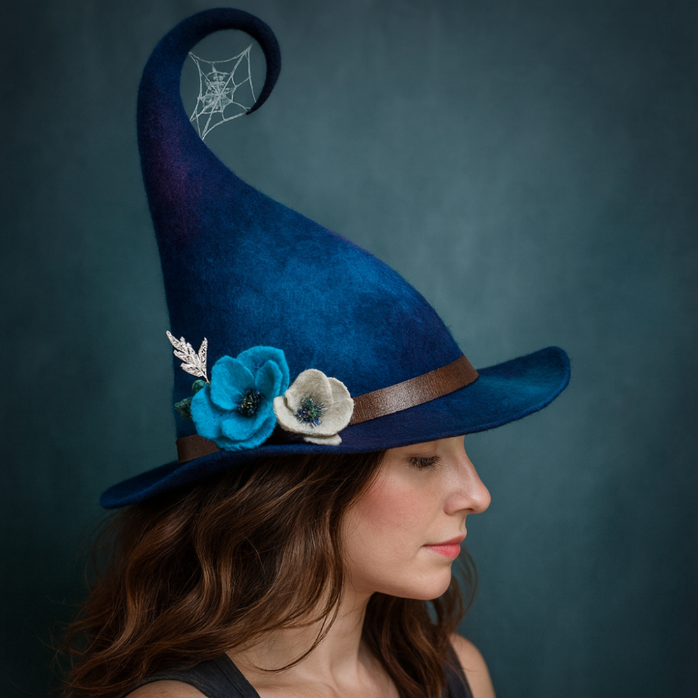 Maliben Handmade Felt Witch Hat — Merino Wool Halloween Costume