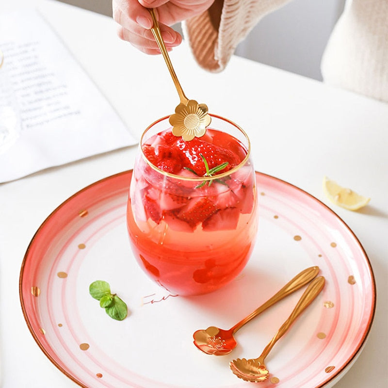 Maliben | 8-piece stainless steel teaspoon set with flower design