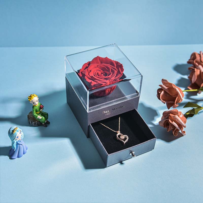 Maliben | Natural Eternal Rose Necklace Jewelry Box