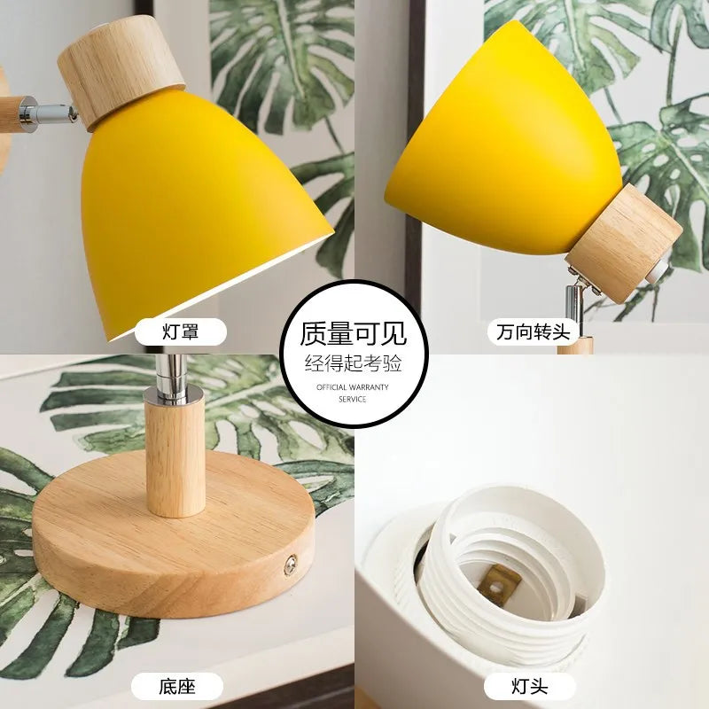 Maliben | Lumonord Macaron Wall Lamp | Wood & Metal | 90° Swiveling Lamp Head | Scandinavian Design | E27 Socket (Without Bulb)