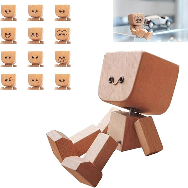 Maliben | Wooden Decoration Figure With Movable Rocking Function And Interchangeable Faces
