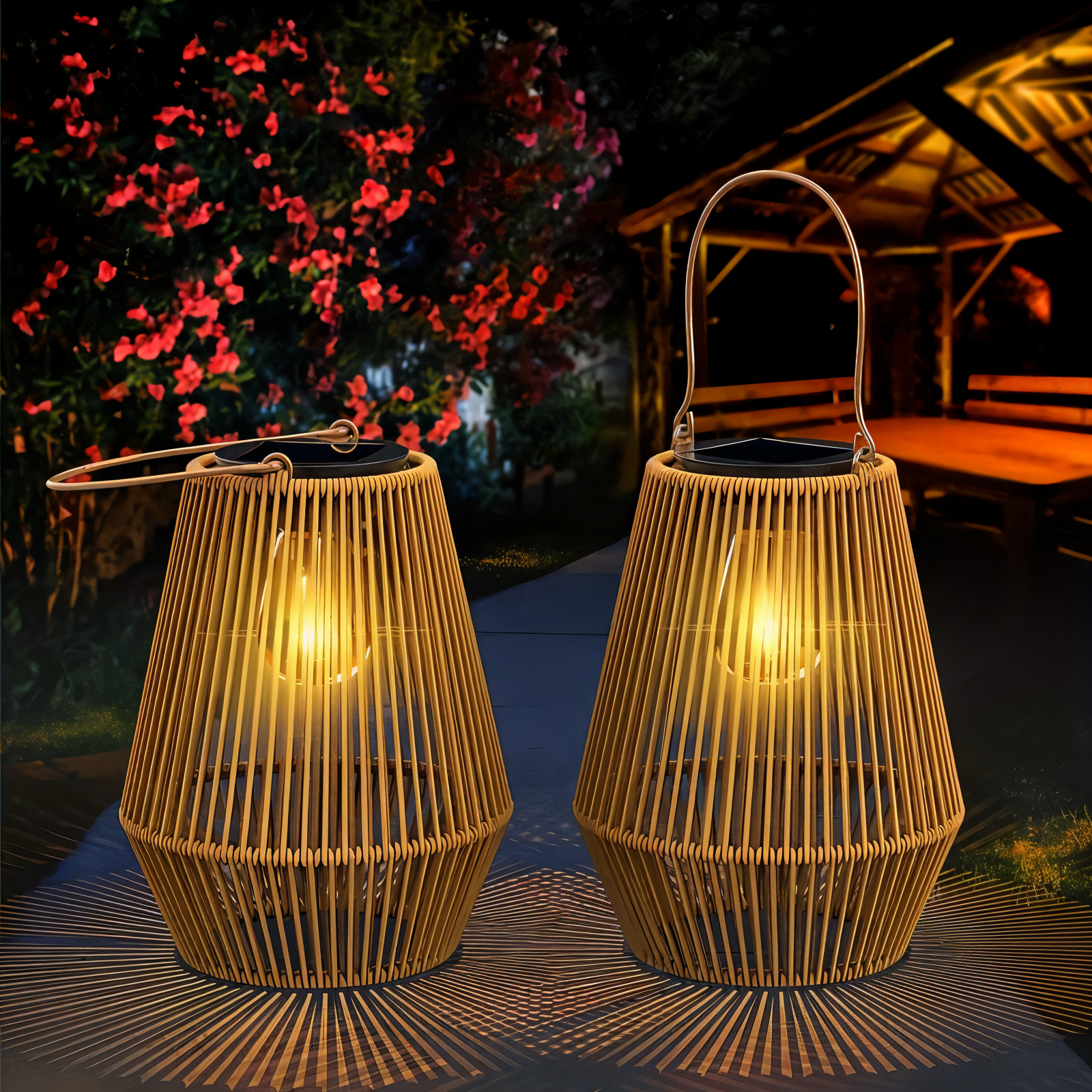 Maliben | Luminara Natural Light Solar Bamboo Lamp | Handwoven & Weatherproof | 12 Hrs. Lighting Duration | Natural Design