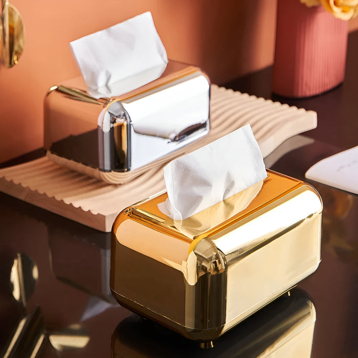 Maliben | Luxurell Tissue Box | Mirror-Gold Finish | High Gloss Design | Stylish & Neat