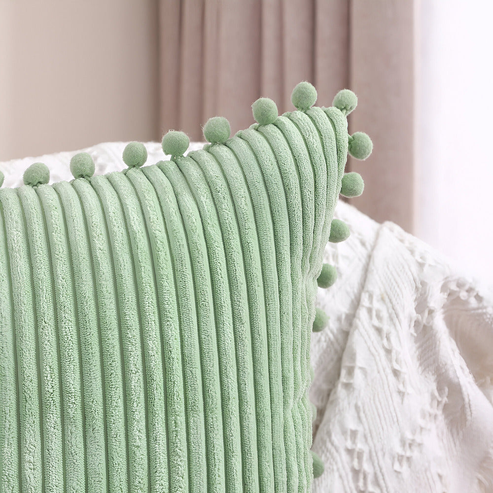Maliben | Cotton Cushion Cover With Pom Poms