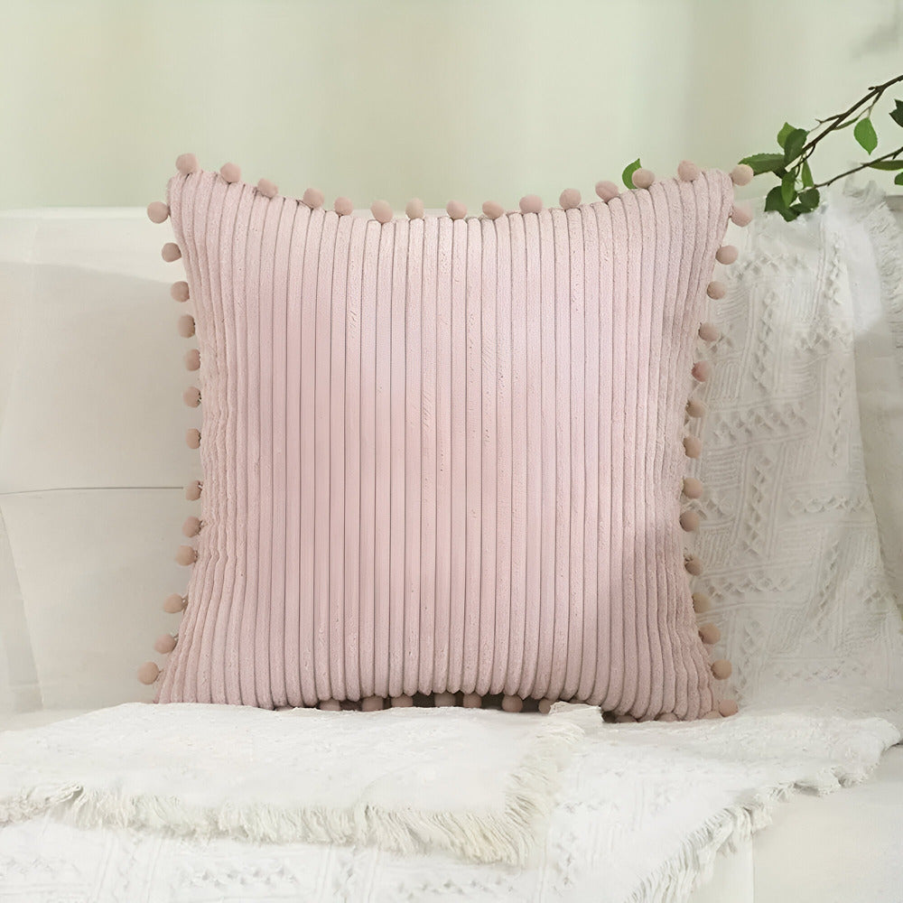 Maliben | Cotton Cushion Cover With Pom Poms