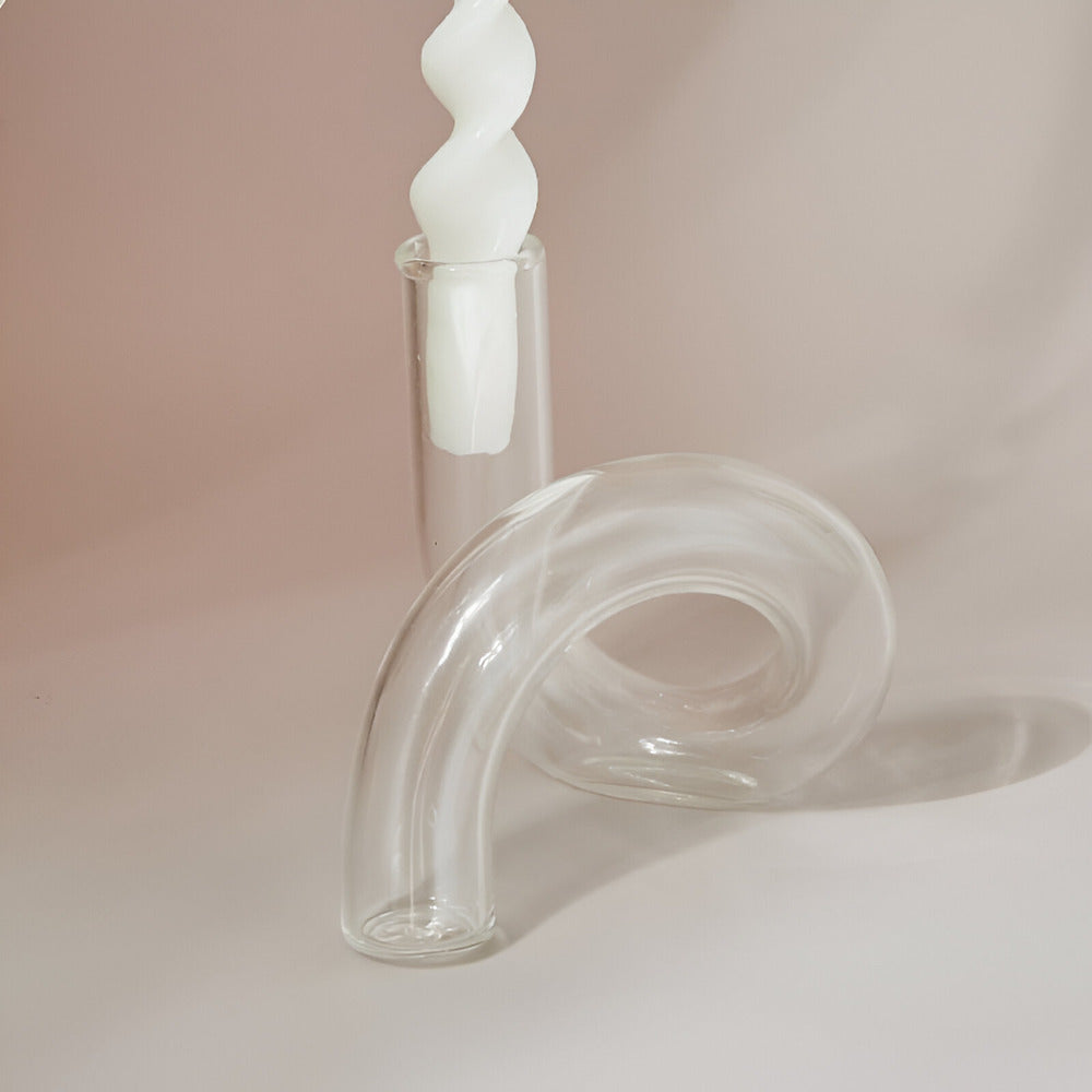 Maliben | Elegant Glass Vase With Integrated Candle Holder