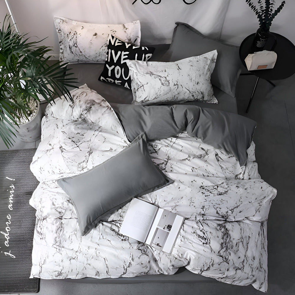 Maliben | Luxury 3-Piece Bedding Set With Marble Print