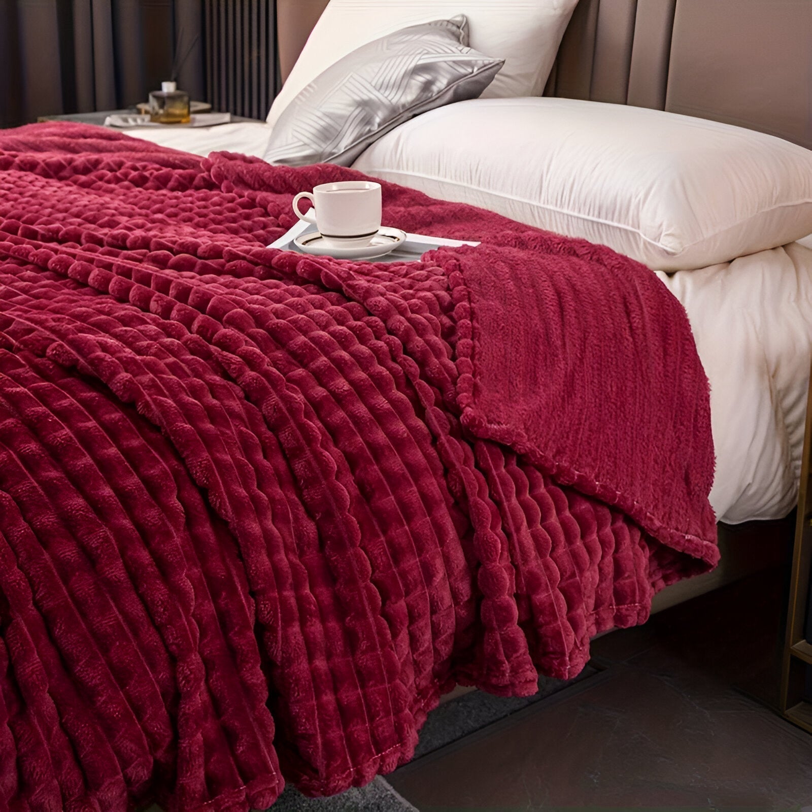 Maliben EliteWave Plaid - Ultrafluffy structured coral fleece blanket