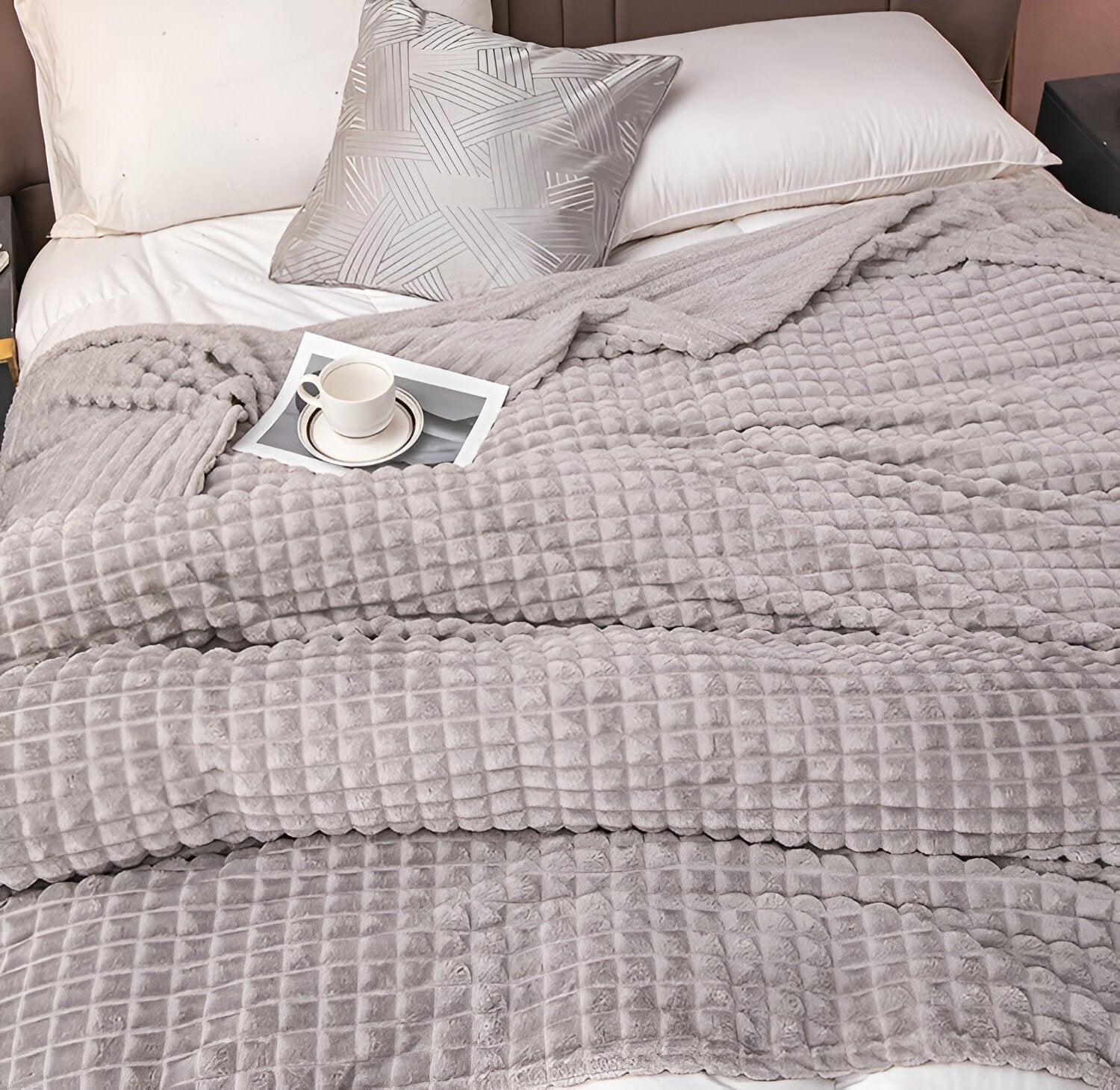 Maliben EliteWave Plaid - Ultrafluffy structured coral fleece blanket