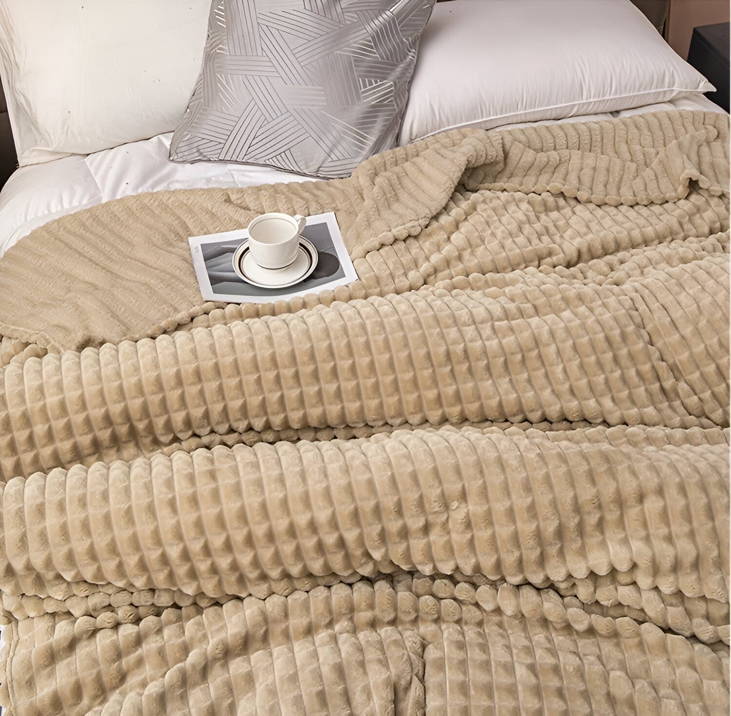 Maliben EliteWave Plaid - Ultrafluffy structured coral fleece blanket