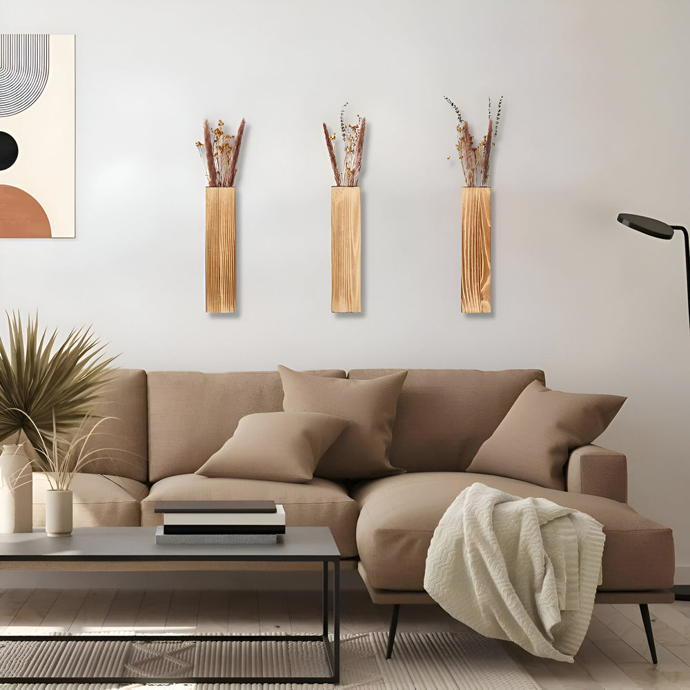 Maliben | Wooden Wall Vase | Rectangular Plant Shelf 30 Cm