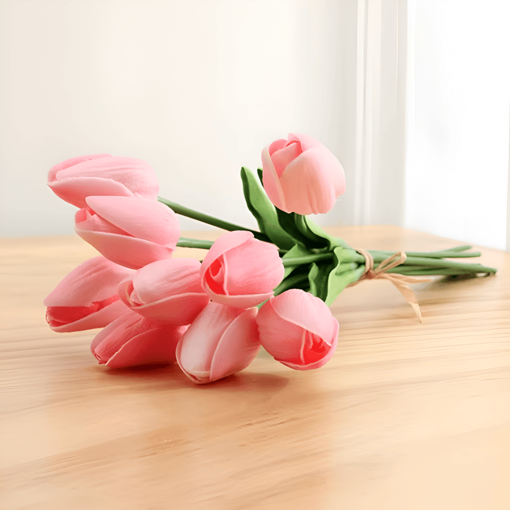 Maliben | Set Of 6 Realistic Artificial Tulip Bouquets For Home, Garden, And Party Decoration