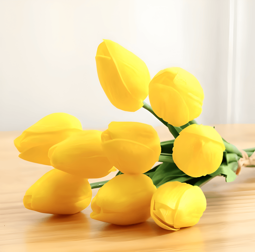 Maliben | Set Of 6 Realistic Artificial Tulip Bouquets For Home, Garden, And Party Decoration