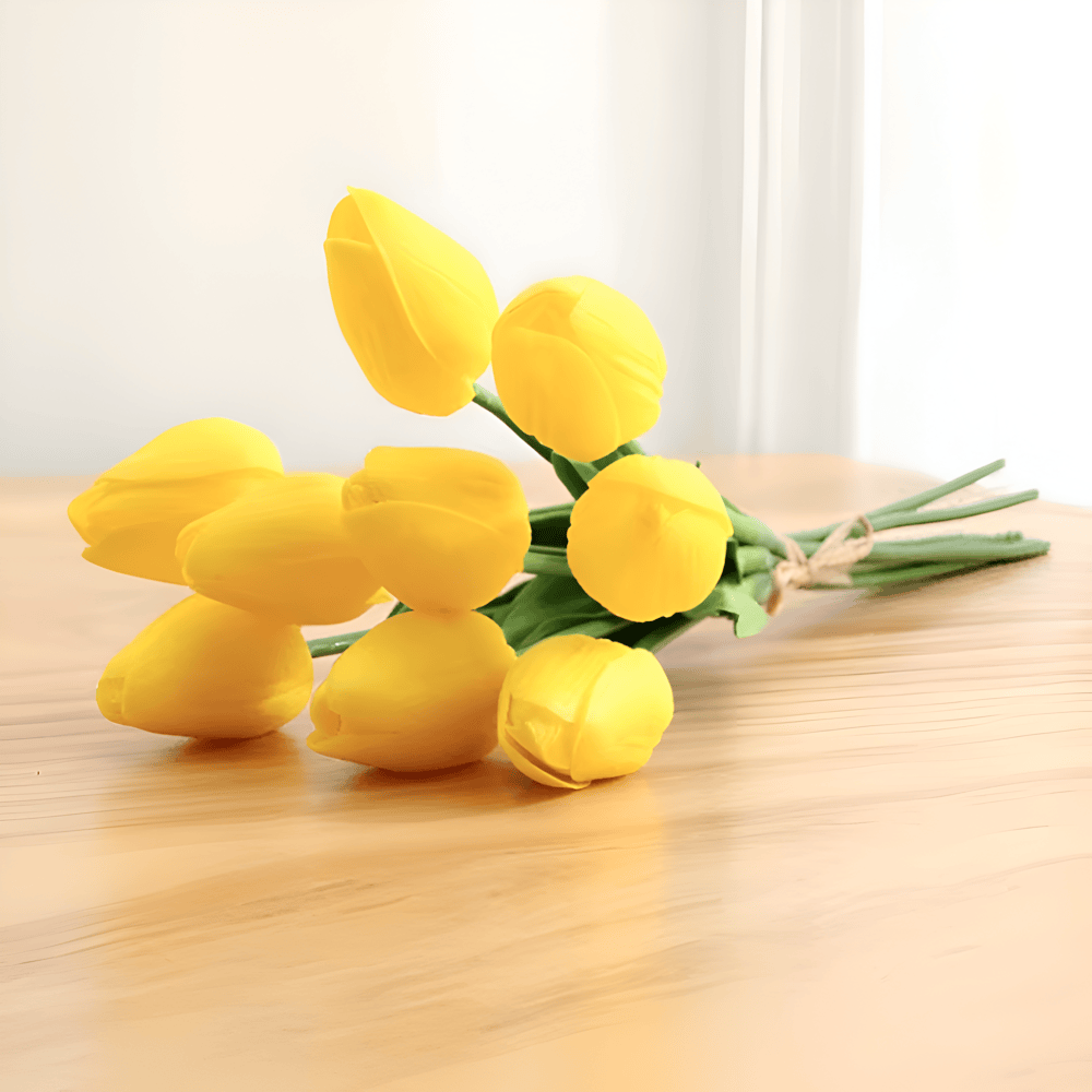 Maliben | Set Of 6 Realistic Artificial Tulip Bouquets For Home, Garden, And Party Decoration