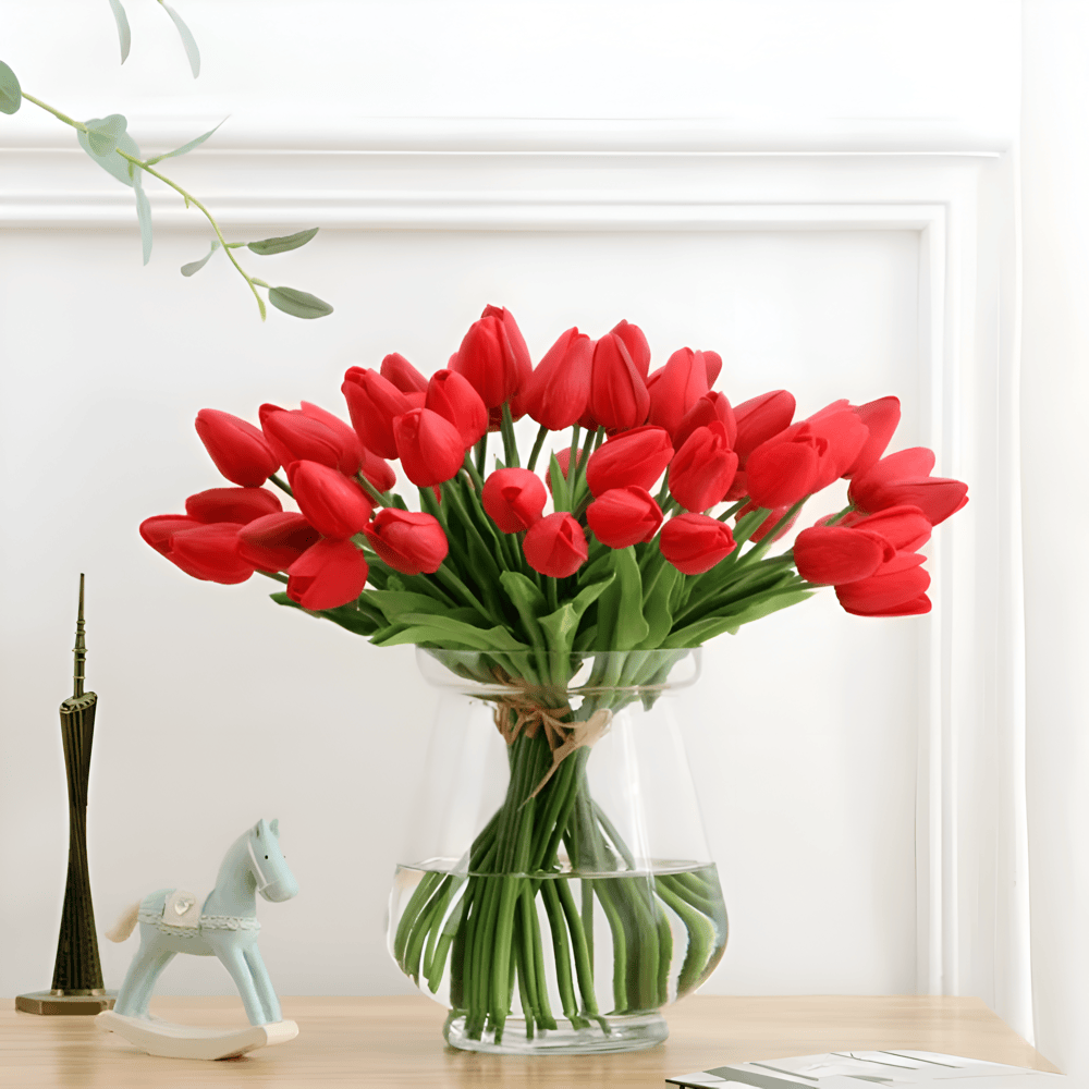 Maliben | Set Of 6 Realistic Artificial Tulip Bouquets For Home, Garden, And Party Decoration