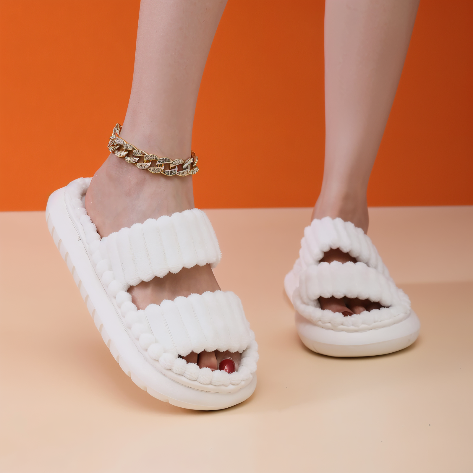 Maliben | Sofie - Lined slippers made of plush with cross band