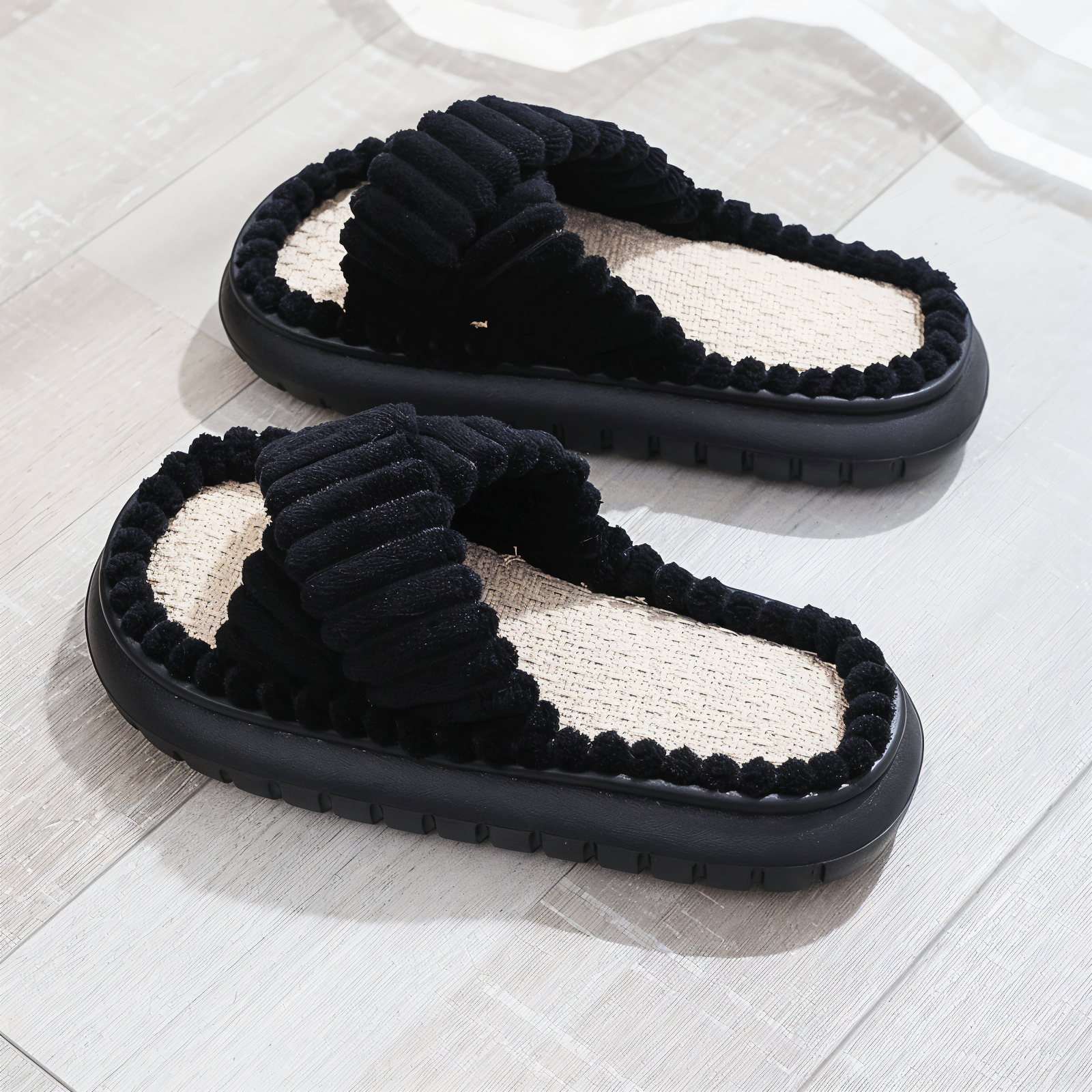 Maliben Sofie - Plush Lined Slippers with Cross Band