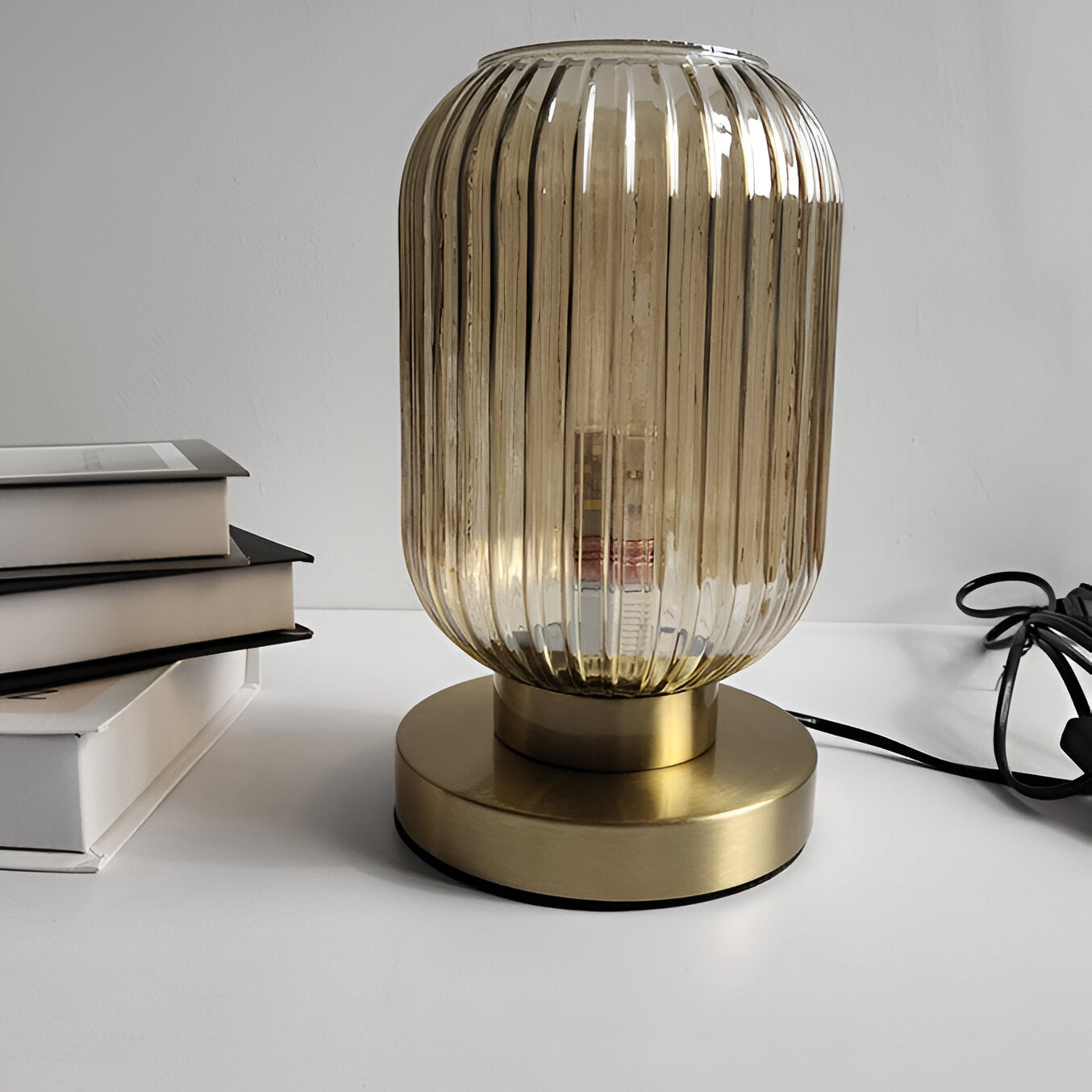 Maliben | Nordic Table Lamp With Ribbed Glass