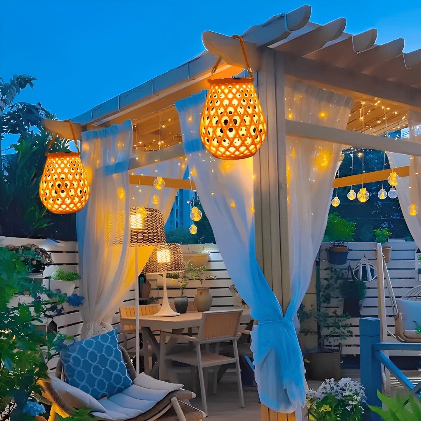 Maliben | Solar Garden Lamp With Braided Bamboo Look